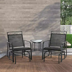 Outsunny Outdoor Glider Chairs with Coffee Table, Patio 2-Seat Rocking Chair Swing with Breathable Sling for Backyard, Garden and Porch
