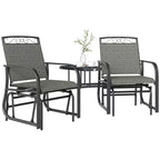 Outsunny Outdoor Glider Chairs with Coffee Table, Patio 2-Seat Rocking Chair Swing with Breathable Sling for Backyard, Garden and Porch