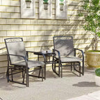 Outsunny Outdoor Glider Chairs with Coffee Table, Patio 2-Seat Rocking Chair Swing with Breathable Sling for Backyard, Garden and Porch