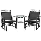 Outsunny Outdoor Glider Chairs with Coffee Table, Patio 2-Seat Rocking Chair Swing with Breathable Sling for Backyard, Garden and Porch