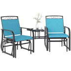 Outsunny Outdoor Glider Chairs with Coffee Table, Patio 2-Seat Rocking Chair Swing with Breathable Sling for Backyard, Garden and Porch