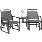 Outsunny Outdoor Glider Chairs with Coffee Table, Patio 2-Seat Rocking Chair Swing with Breathable Sling for Backyard, Garden and Porch