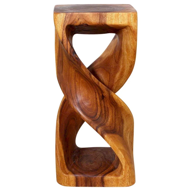 Table-tabouret double torsion en bois Haussmann 12 po L x 26 po H chêne huilé – 12 x 12 x 26