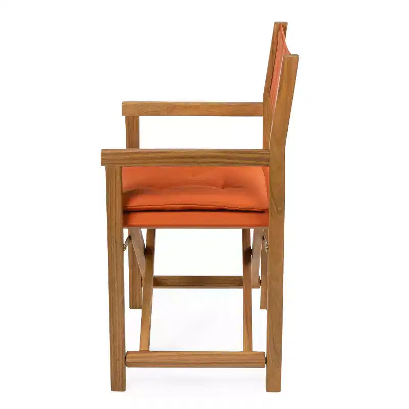 Waldo Classic Mid-Century Outdoor Acacia Wood Foldable Diamond-Quilted Back Director Chair with Cushion (Set of 2) - JONATHAN Y