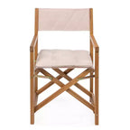 Waldo Classic Mid-Century Outdoor Acacia Wood Foldable Diamond-Quilted Back Director Chair with Cushion (Set of 2) - JONATHAN Y