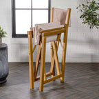 Waldo Classic Mid-Century Outdoor Acacia Wood Foldable Diamond-Quilted Back Director Chair with Cushion (Set of 2) - JONATHAN Y