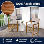 Waldo Classic Mid-Century Outdoor Acacia Wood Foldable Diamond-Quilted Back Director Chair with Cushion (Set of 2) - JONATHAN Y