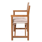 Waldo Classic Mid-Century Outdoor Acacia Wood Foldable Diamond-Quilted Back Director Chair with Cushion (Set of 2) - JONATHAN Y