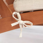 Outsunny 4 Piece Patio Furniture Set, 2 Chairs with Cushions & Ottomans, Slatted Acacia Wood Seat & Backrest, Cream White