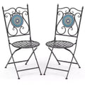 Costway Set of 2/4 Mosaic Chairs for Patio with Decorative Backrest Heavy-Duty Frame