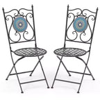 Costway Set of 2/4 Mosaic Chairs for Patio with Decorative Backrest Heavy-Duty Frame