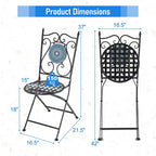 Costway Set of 2/4 Mosaic Chairs for Patio with Decorative Backrest Heavy-Duty Frame