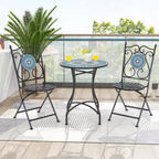 Costway Set of 2/4 Mosaic Chairs for Patio with Decorative Backrest Heavy-Duty Frame