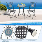 Costway Set of 2/4 Mosaic Chairs for Patio with Decorative Backrest Heavy-Duty Frame