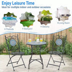 Costway Set of 2/4 Mosaic Chairs for Patio with Decorative Backrest Heavy-Duty Frame