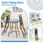 Costway Set of 2/4 Mosaic Chairs for Patio with Decorative Backrest Heavy-Duty Frame