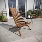 Flash Furniture Delia Commercial Grade Indoor/Outdoor Folding Acacia Wood Chair, Low Profile Lounge for Patio, Porch, Garden