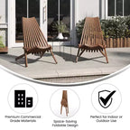 Flash Furniture Delia Commercial Grade Indoor/Outdoor Folding Acacia Wood Chair, Low Profile Lounge for Patio, Porch, Garden