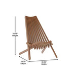 Flash Furniture Delia Commercial Grade Indoor/Outdoor Folding Acacia Wood Chair, Low Profile Lounge for Patio, Porch, Garden