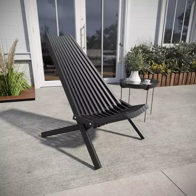 Flash Furniture Delia Commercial Grade Indoor/Outdoor Folding Acacia Wood Chair, Low Profile Lounge for Patio, Porch, Garden
