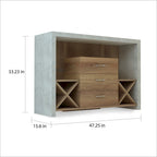 Buffet Mystal industriel de Furniture of America, effet béton, 3 tiroirs