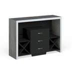Buffet Mystal industriel de Furniture of America, effet béton, 3 tiroirs