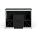 Buffet Mystal industriel de Furniture of America, effet béton, 3 tiroirs