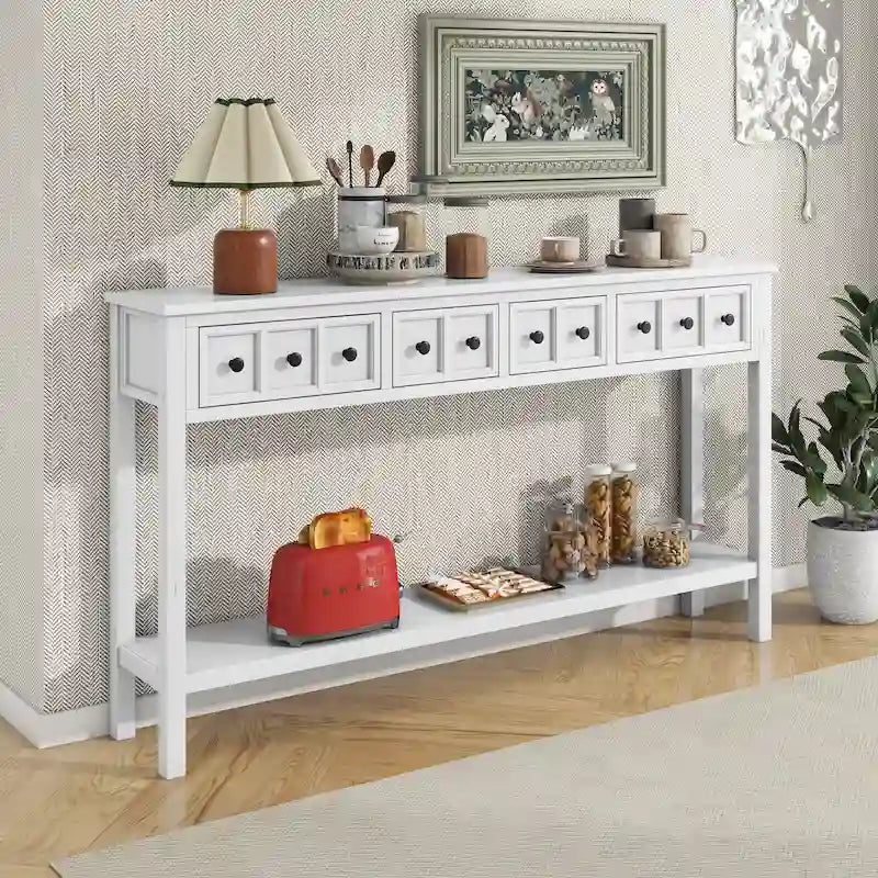Rustic 4-drawer Entryway Console Table