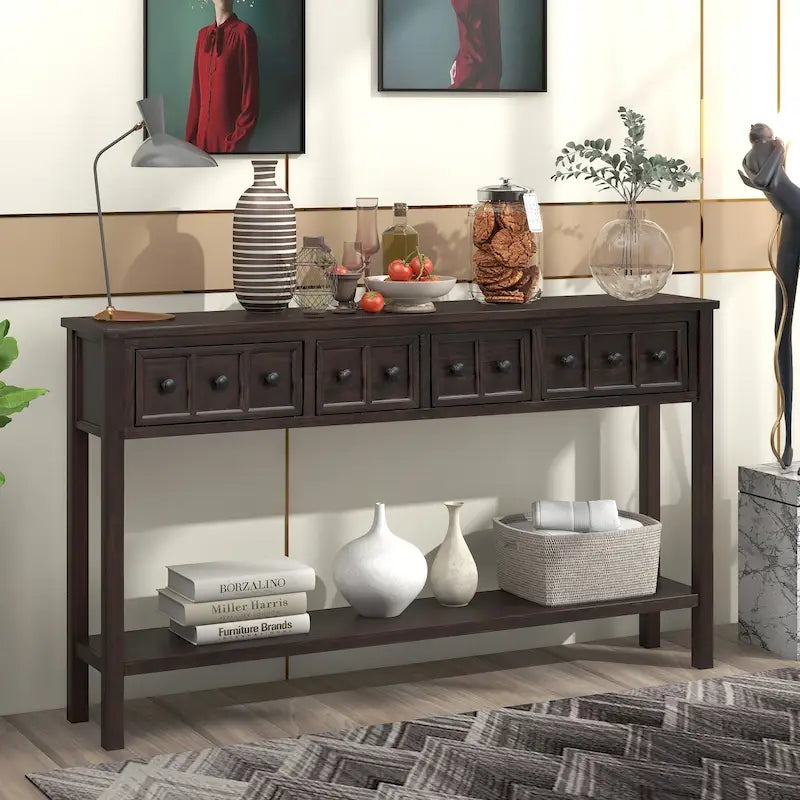 Rustic 4-drawer Entryway Console Table
