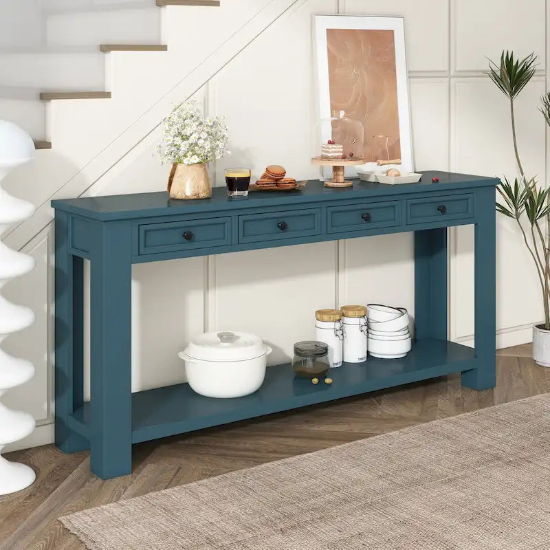 Rustic 4-drawer Entryway Console Table