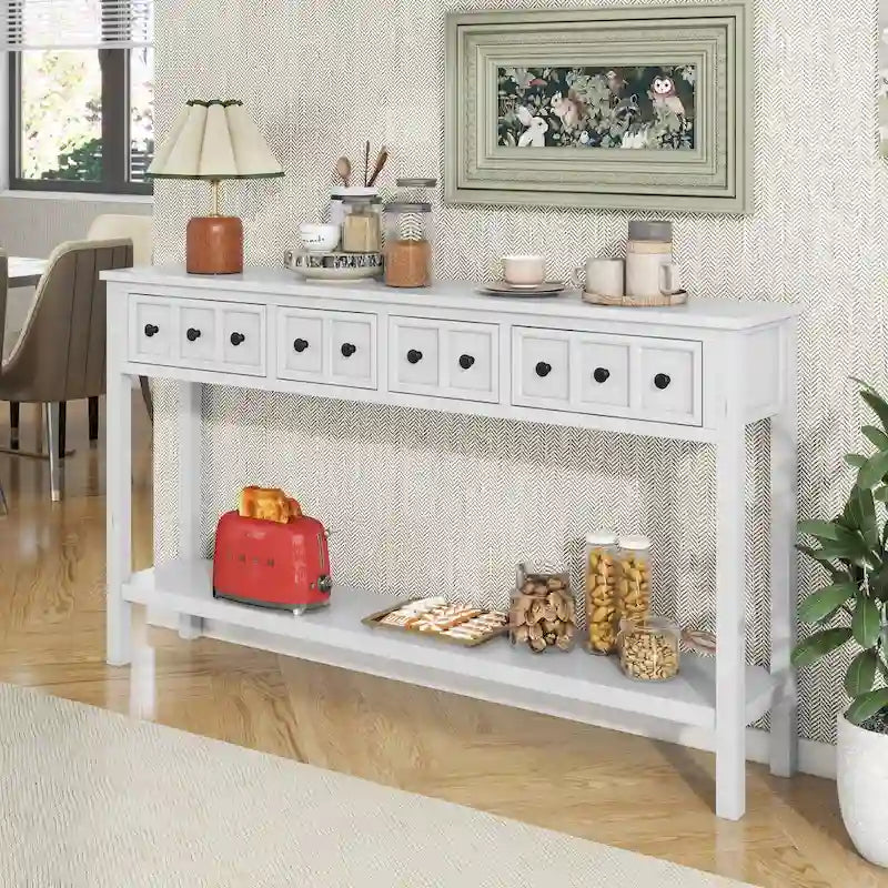 Rustic 4-drawer Entryway Console Table