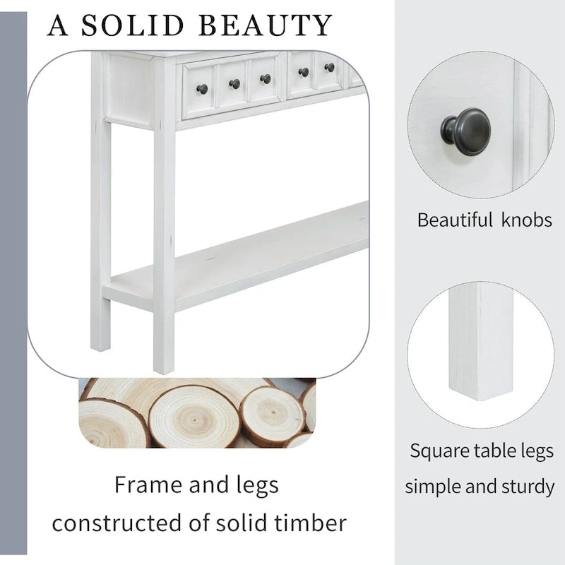 Rustic 4-drawer Entryway Console Table