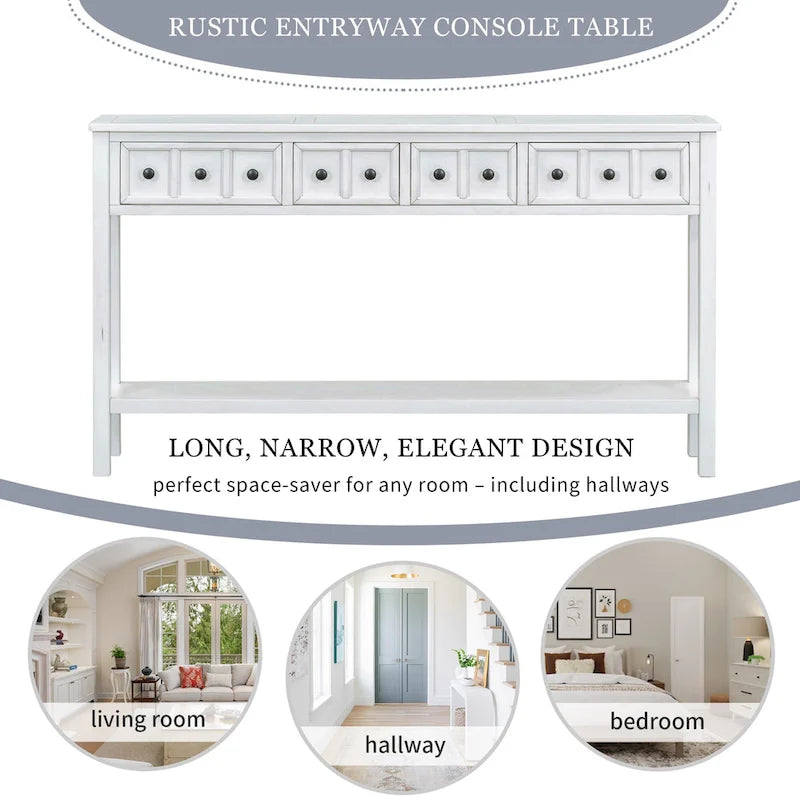 Rustic 4-drawer Entryway Console Table