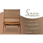 Balkene Home Sava Indoor Outdoor Folding Chair All Weather Wicker Low Slung Portable Seating Solid Acacia Wood Woven Seat - Brown Webbing