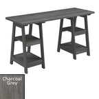 Convenience Concepts Designs2Go Double Trestle Desk with Shelves