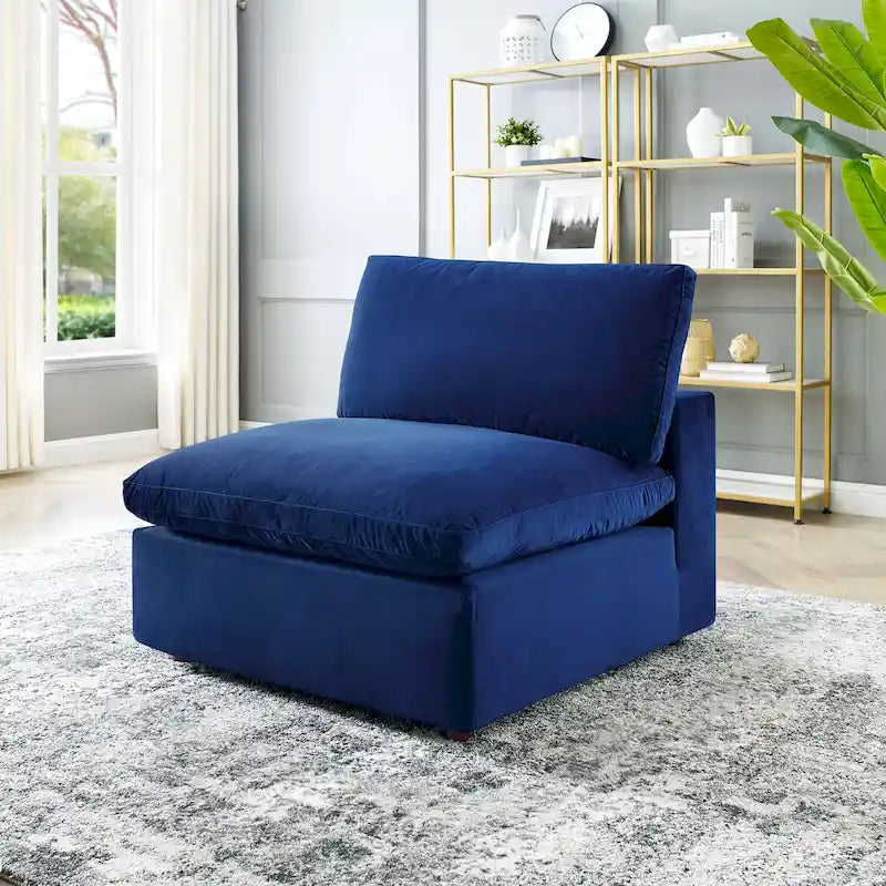 Down Filled Overstuffed Performance Velvet Armless Chair