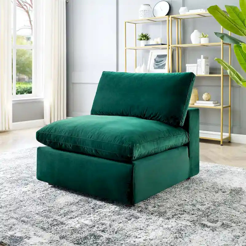 Down Filled Overstuffed Performance Velvet Armless Chair