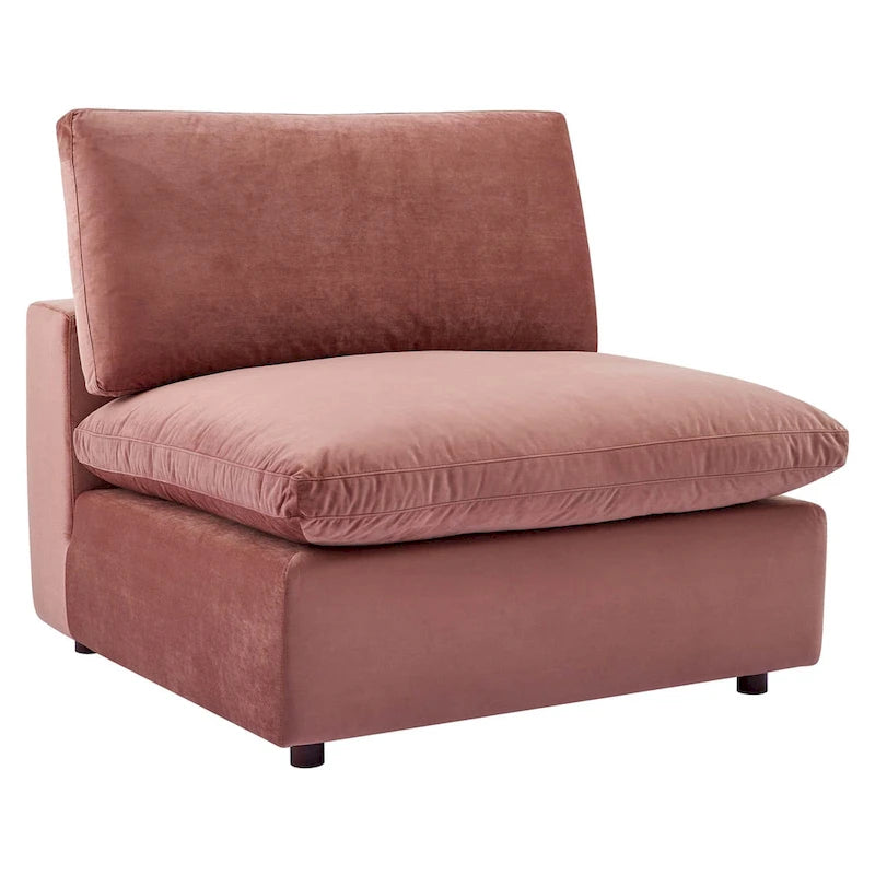 Down Filled Overstuffed Performance Velvet Armless Chair