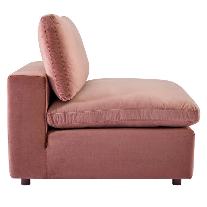 Down Filled Overstuffed Performance Velvet Armless Chair