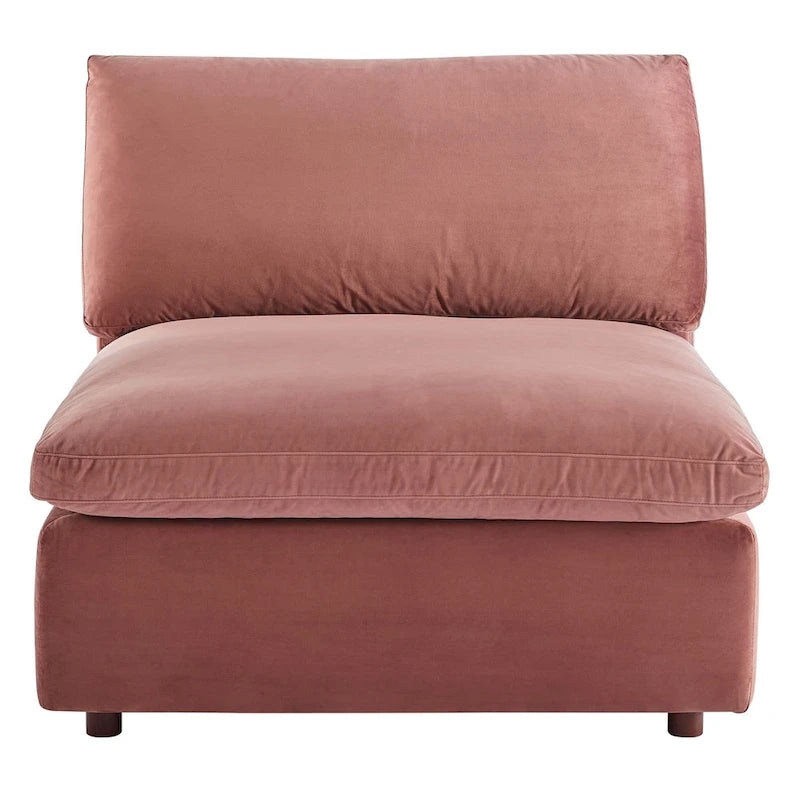 Down Filled Overstuffed Performance Velvet Armless Chair