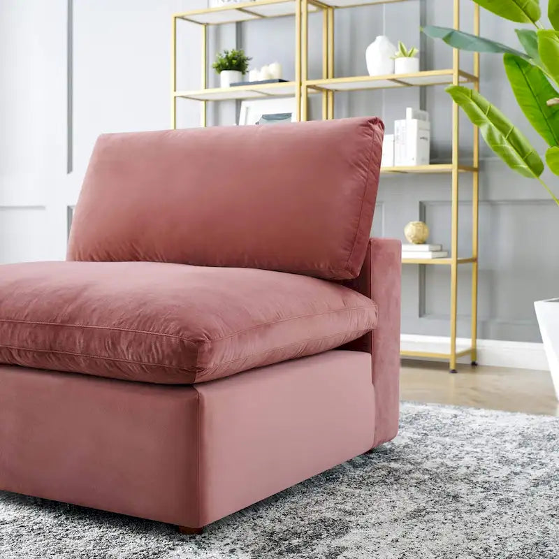 Down Filled Overstuffed Performance Velvet Armless Chair
