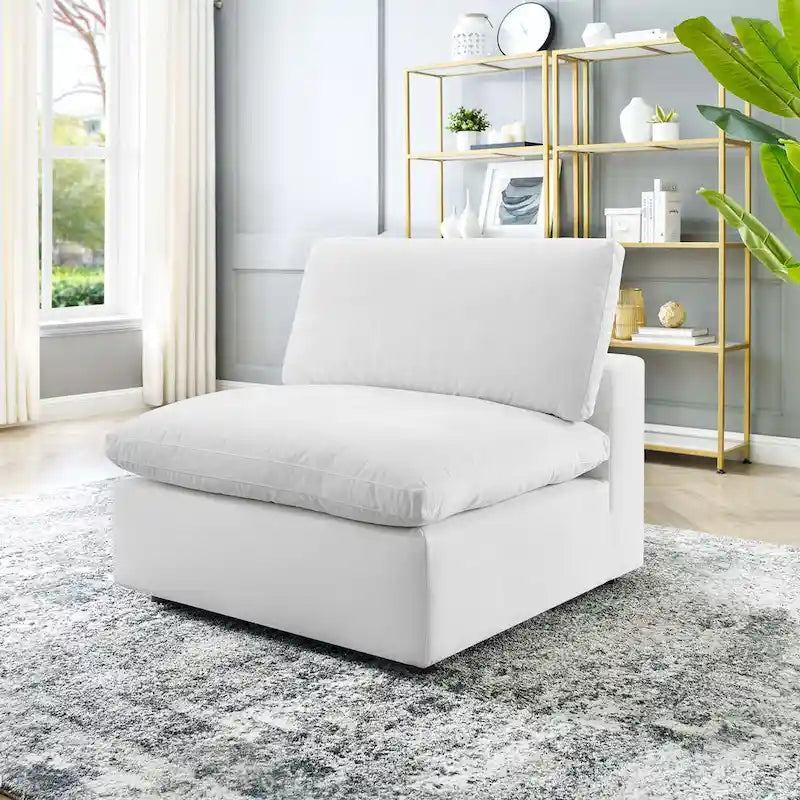 Down Filled Overstuffed Performance Velvet Armless Chair
