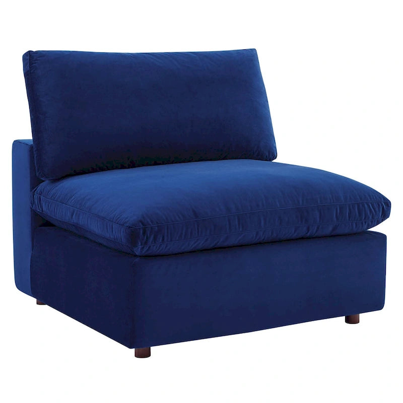 Down Filled Overstuffed Performance Velvet Armless Chair