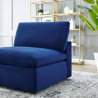 Down Filled Overstuffed Performance Velvet Armless Chair