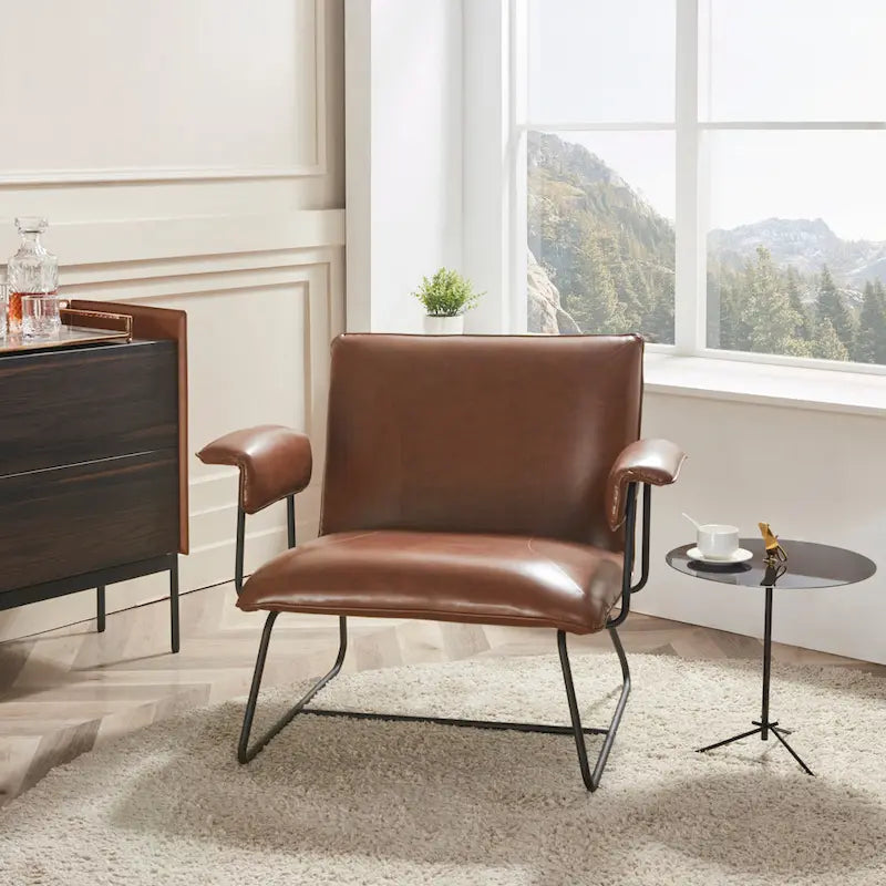 Fauteuil de salon en cuir reconstitué Corvus Deborah