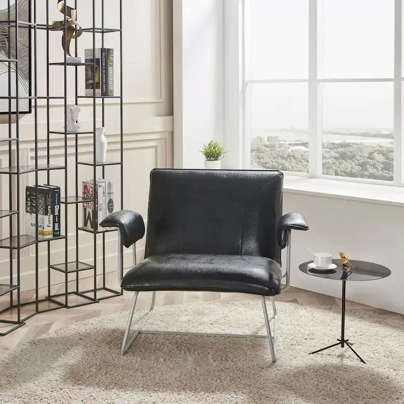 Fauteuil de salon en cuir reconstitué Corvus Deborah