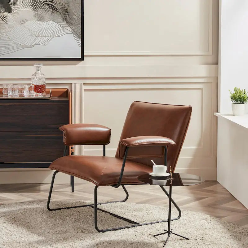 Fauteuil de salon en cuir reconstitué Corvus Deborah