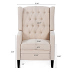 27 Wide Upholstered Manual Recliner, Wing Sofa Chair with Wood Legs