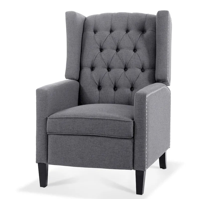 27 Wide Upholstered Manual Recliner, Wing Sofa Chair with Wood Legs