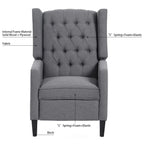 27 Wide Upholstered Manual Recliner, Wing Sofa Chair with Wood Legs
